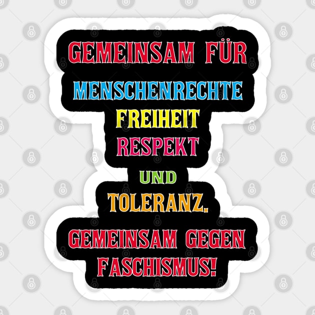 Gemeinsam gegen Faschismus Sticker by shirtsandmore4you